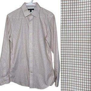 BANANA REPUBLIC Mens Sz S Non Iron Tailored Slim Fit Orange Stripe EUC